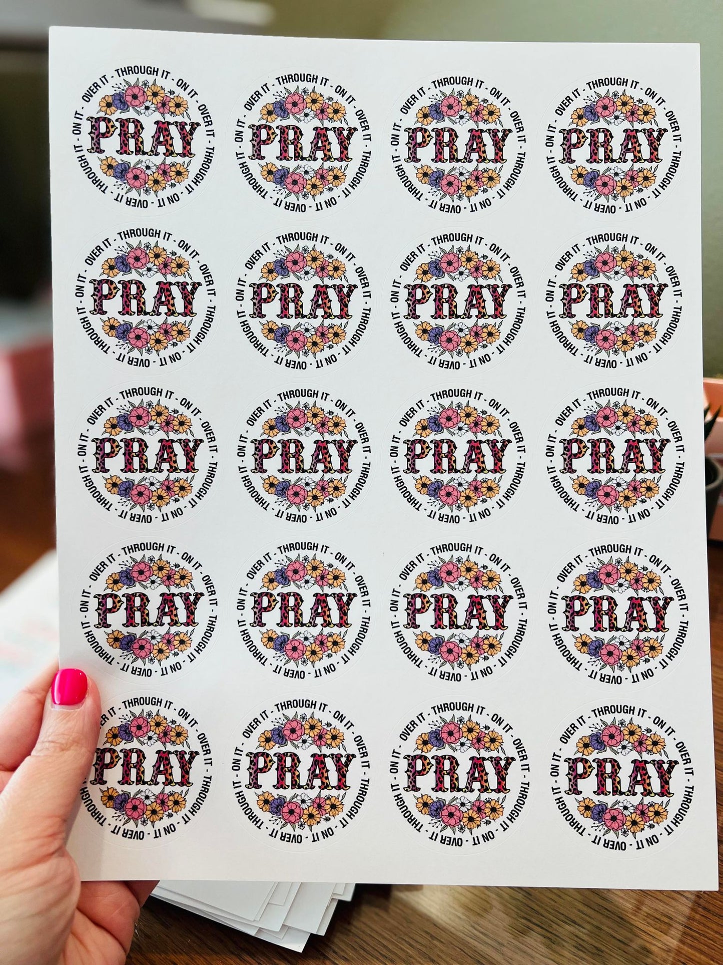 #636 - Pray Flowers 2 inch round - New Release