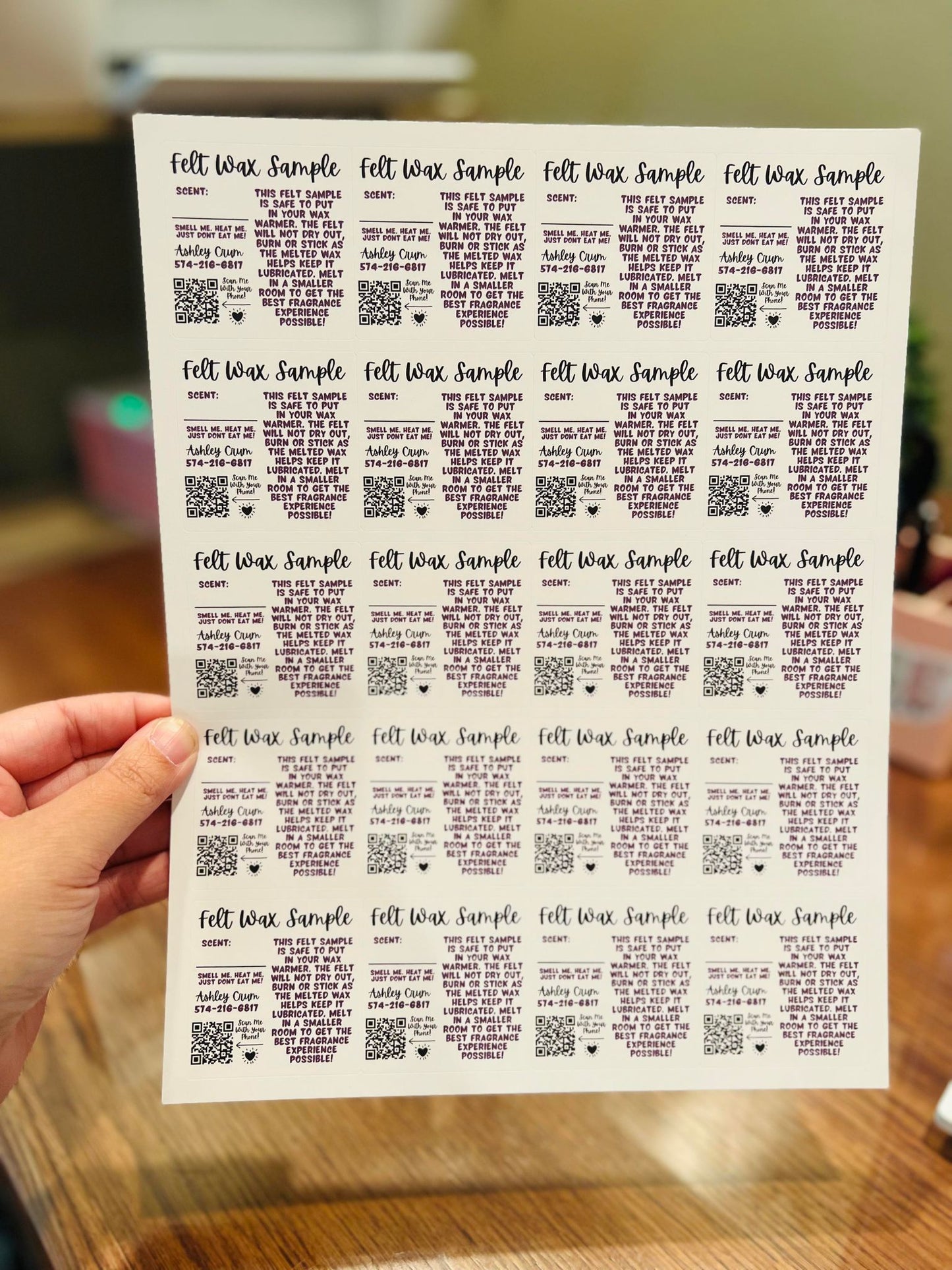 675 - Custom Felt Wax Sample 2x2