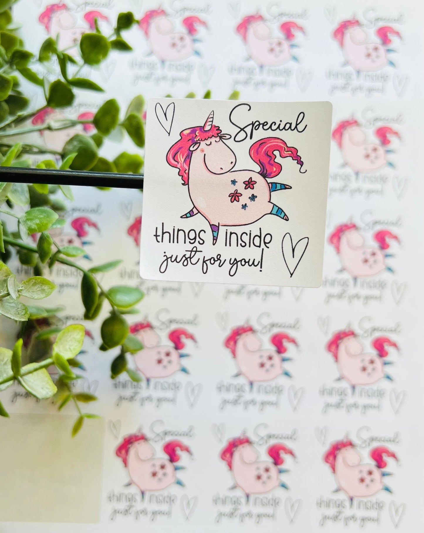 #02 Unicorn Special Things Inside Just For You 2x2 Square Stickers