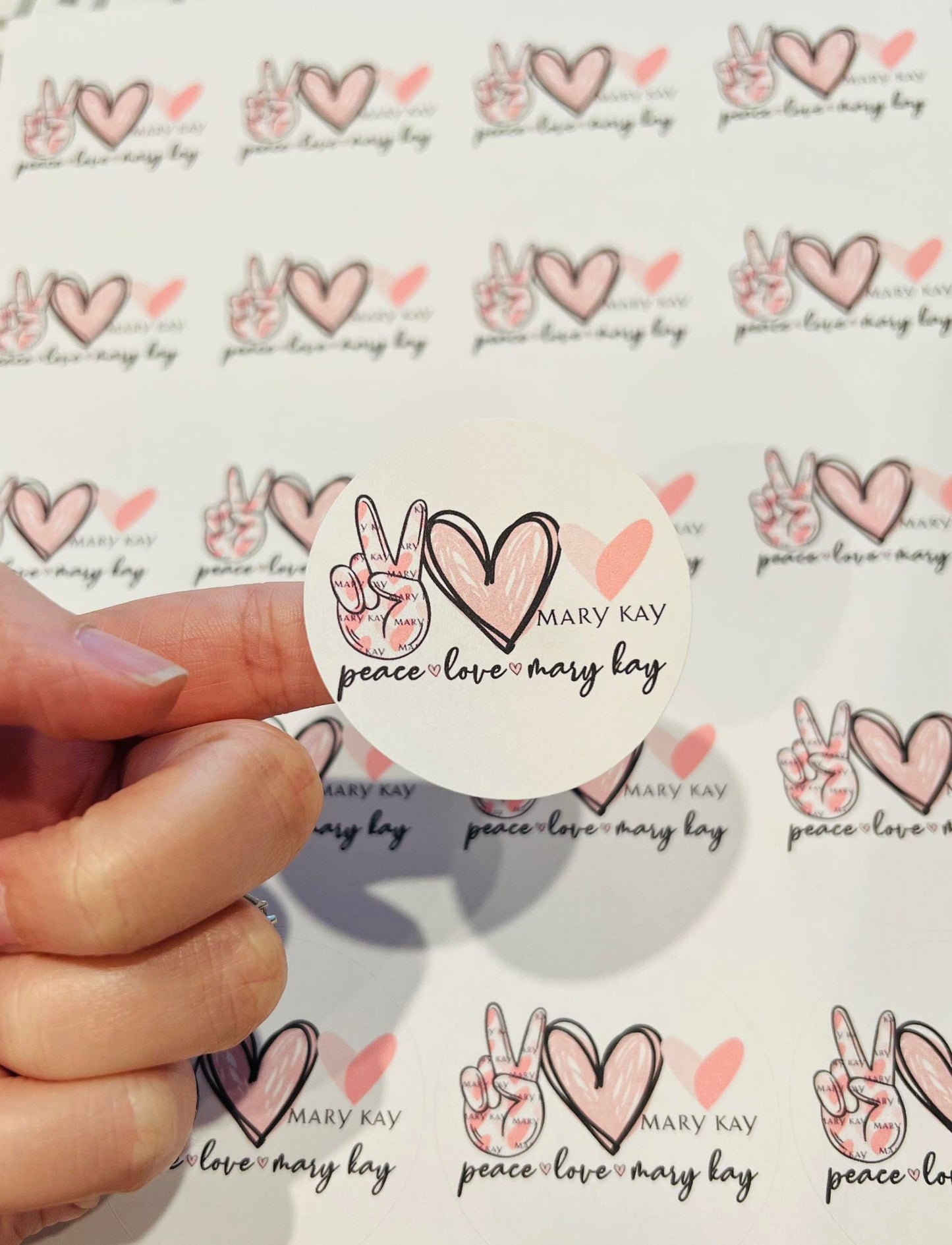 #106 Peace Love Mary Kay 2 inch circles