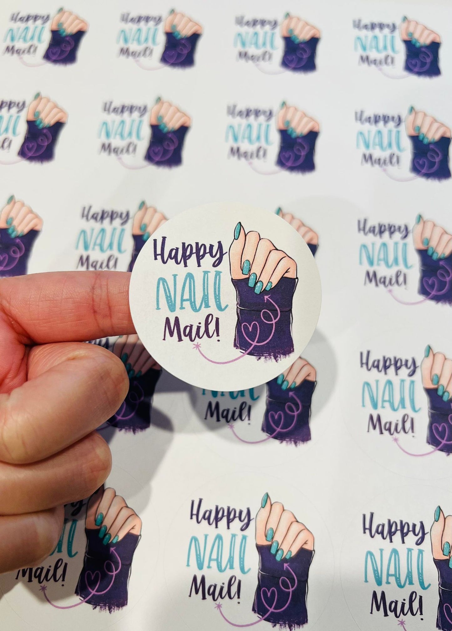 #112 happy nail mail blue 2 inch circles