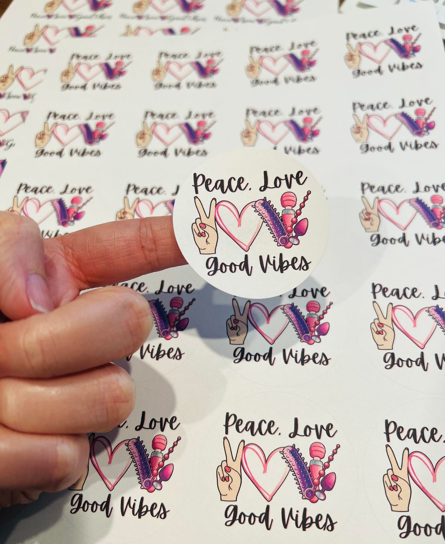 #119 peace love good vibes 2 inch circles