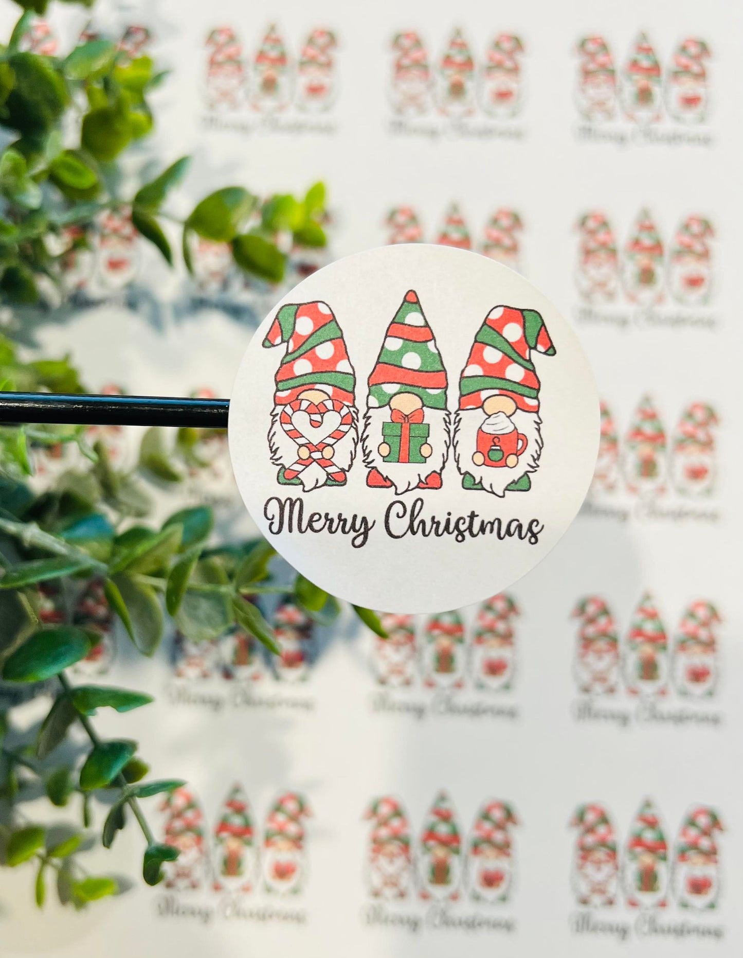 #219 Merry Christmas Gnomes 2 inch circle