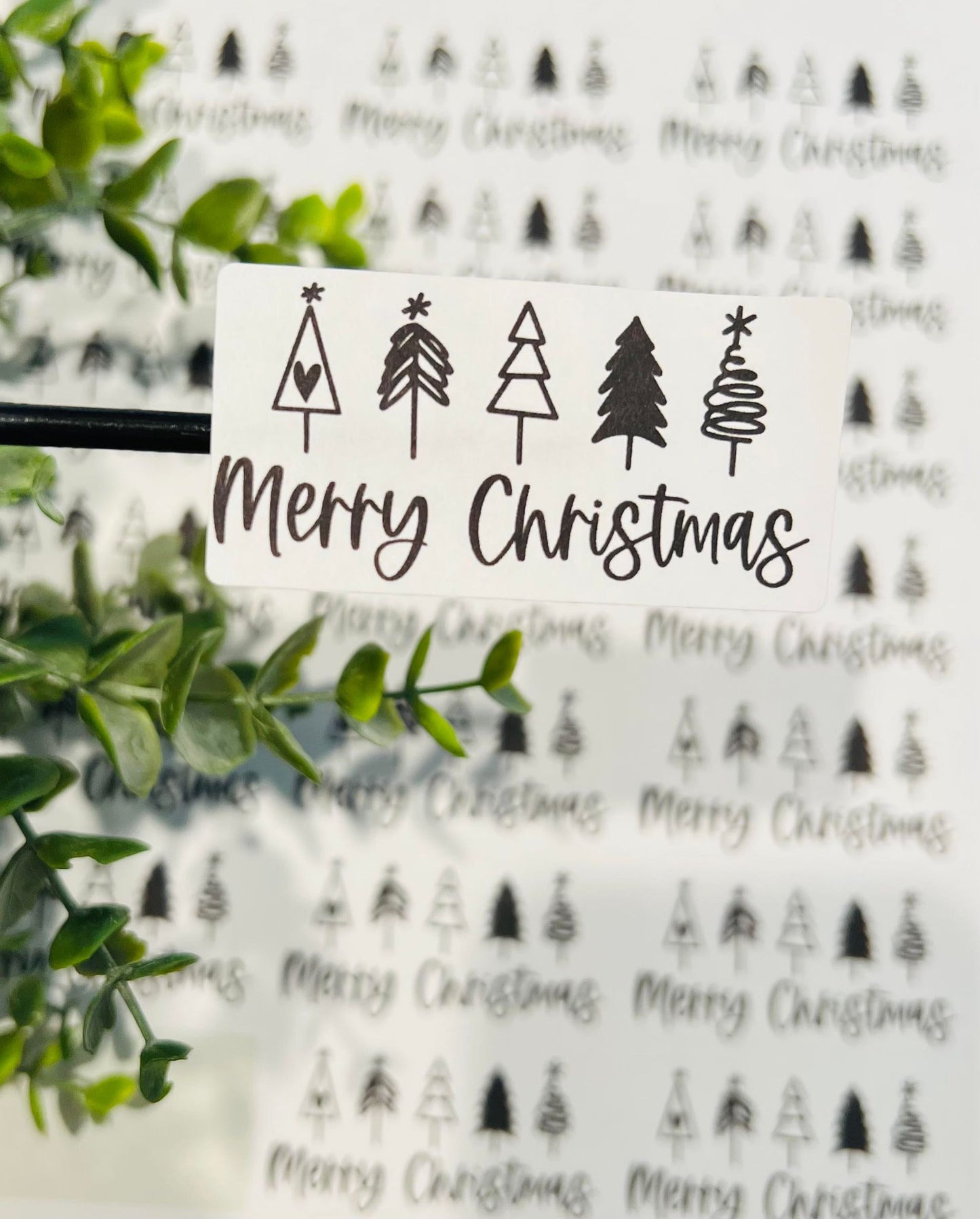 #224 Merry Christmas b&w 2.5x1.25