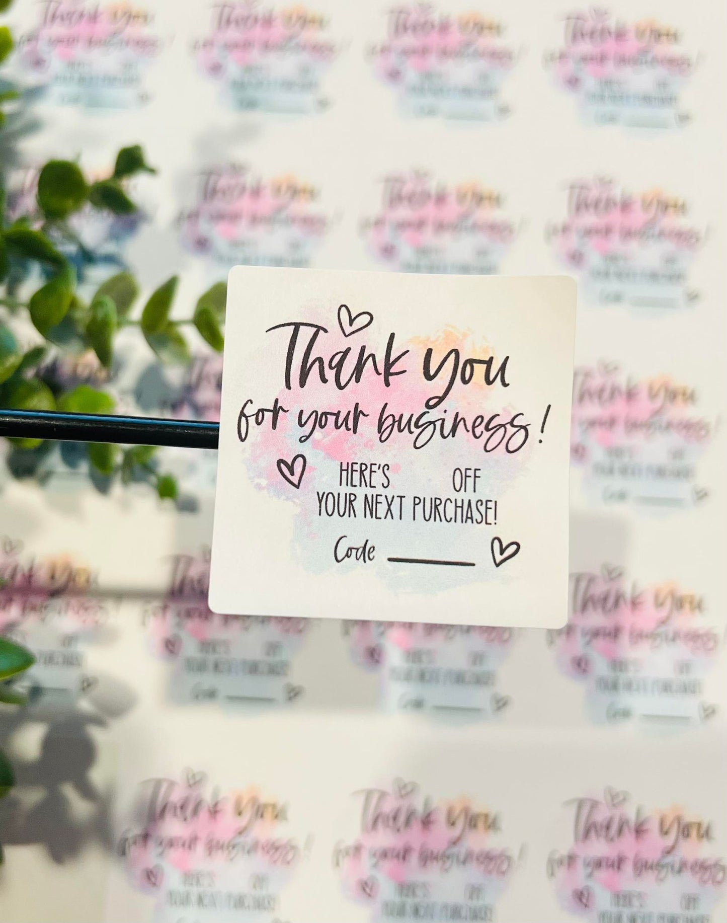 #261 thank you for your business % off coupon 2x2