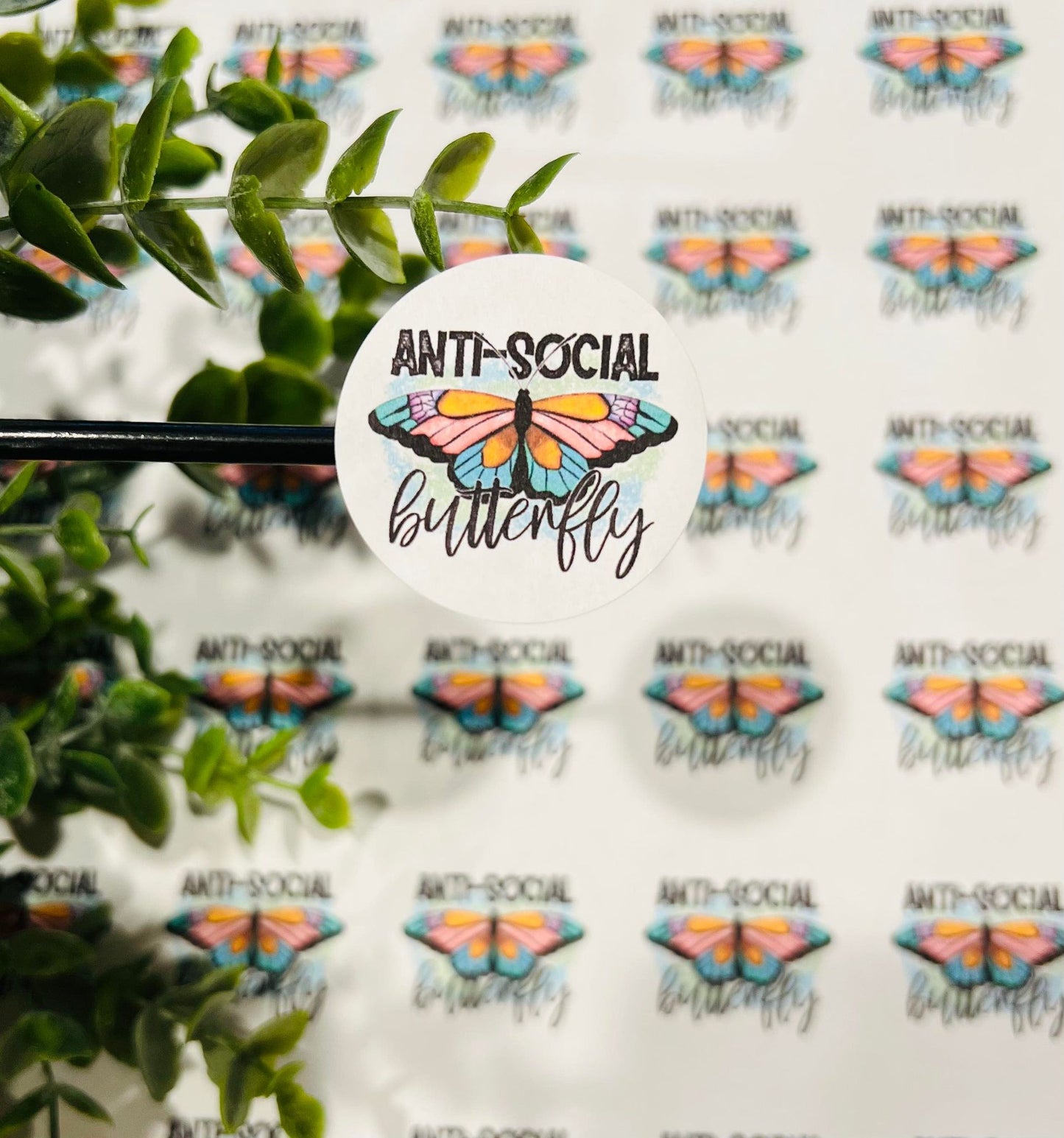 #280 Anti-Social Butterfly 1.5 inch circle