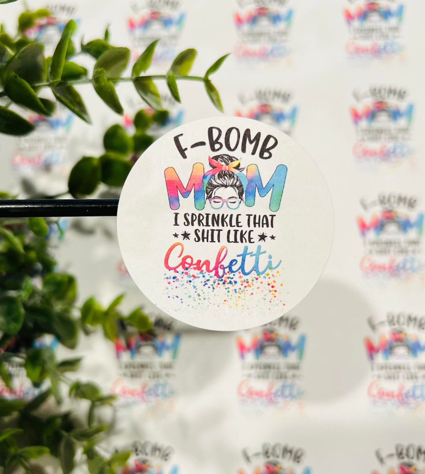 #289 F bomb confetti 2 inch circle