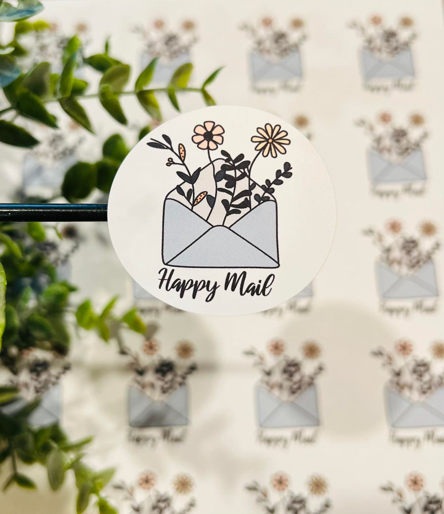 #344 Happy Mail Flower Envelope 2 inch circles