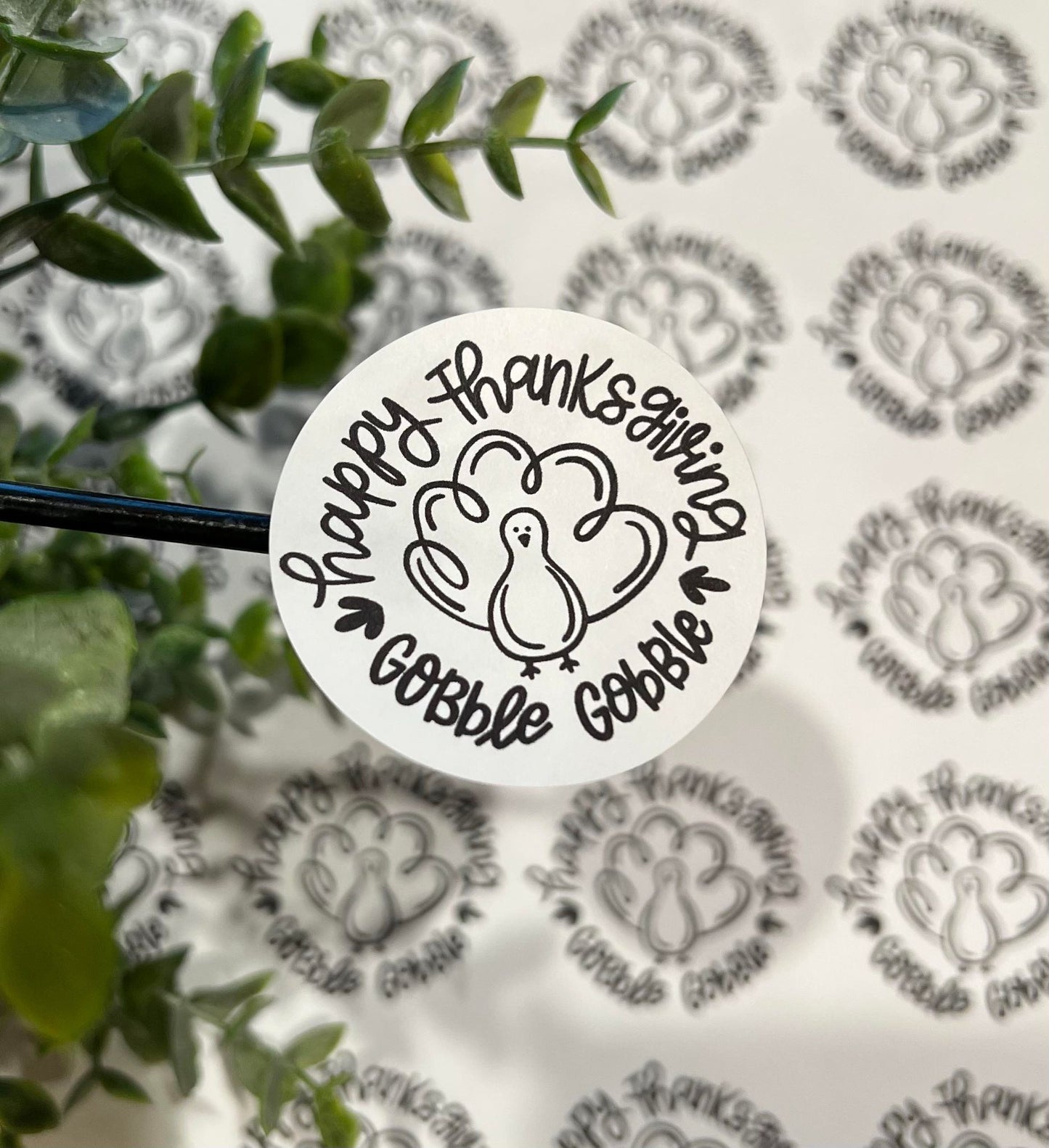 437 Happy Thanksgiving gobble gobble 2 inch round