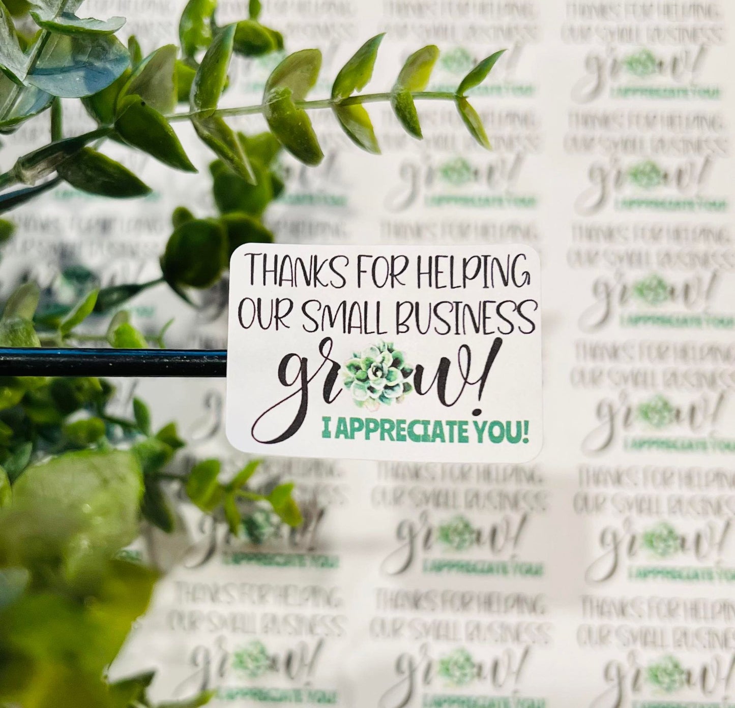 451 Thanks for helping my small business grow succulent 1.75x1.25