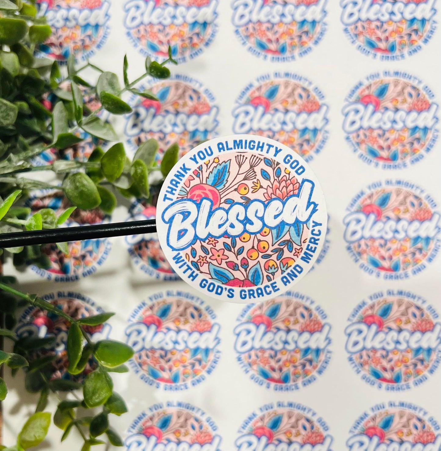 #48 Thank you almighty god Blessed 2 inch circle