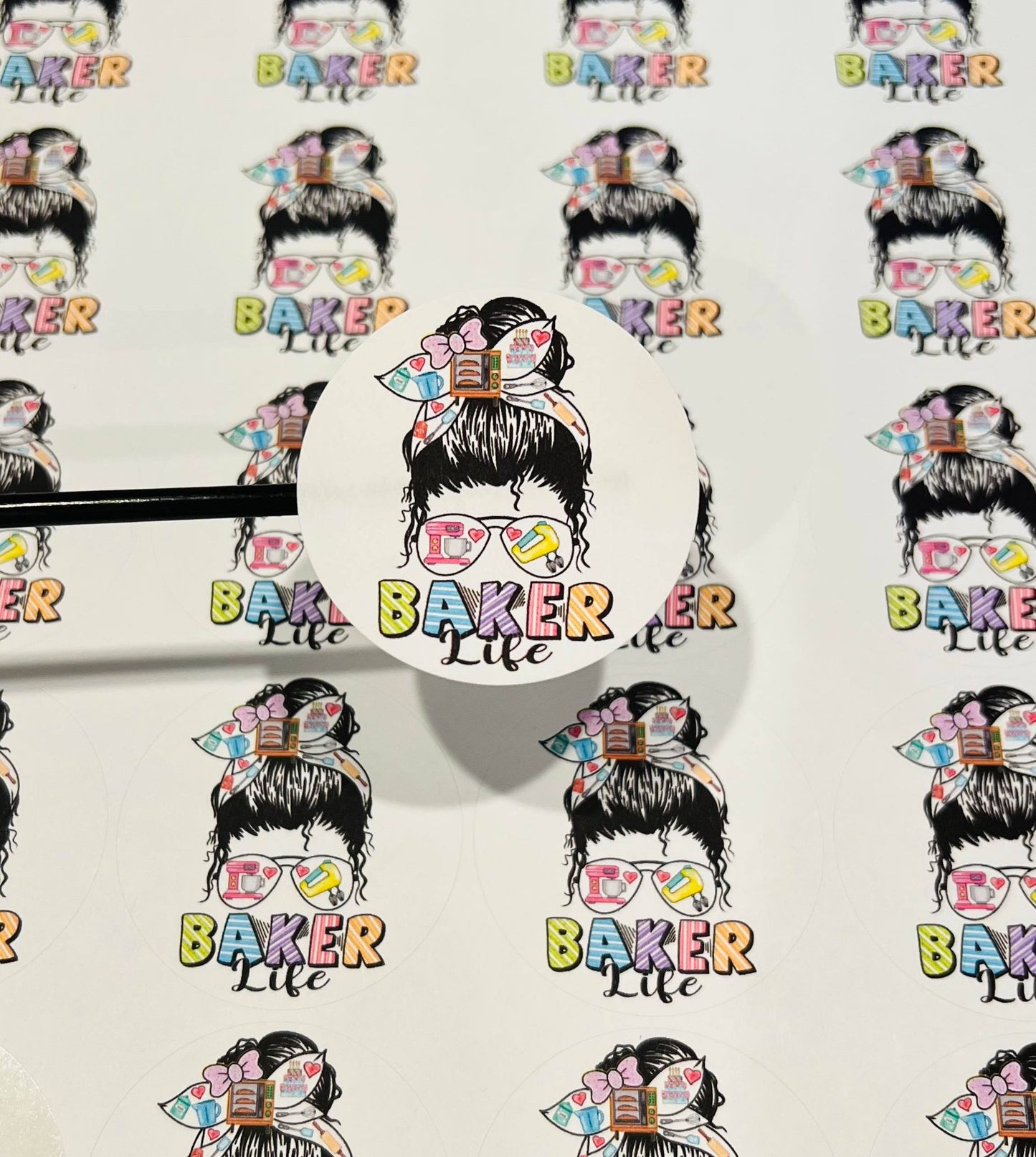 #573 - Baker Life Messy Bun - 2 inch round