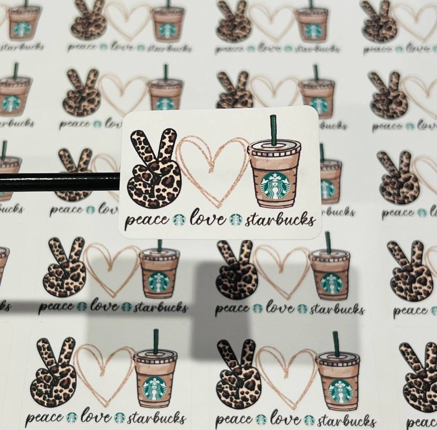 #613- Peace Love Starbucks 1.75x1.25