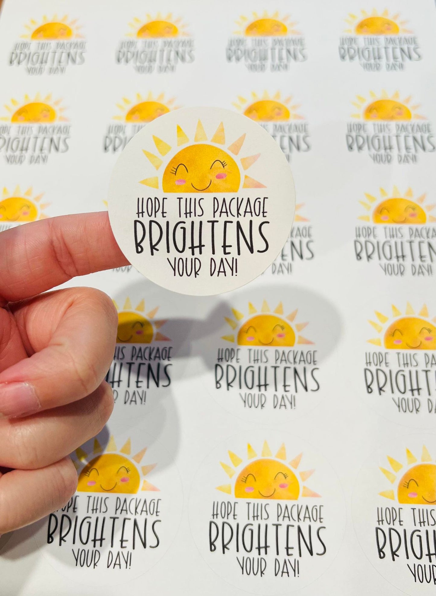 #82 hope this package brightens your day 2 inch circles