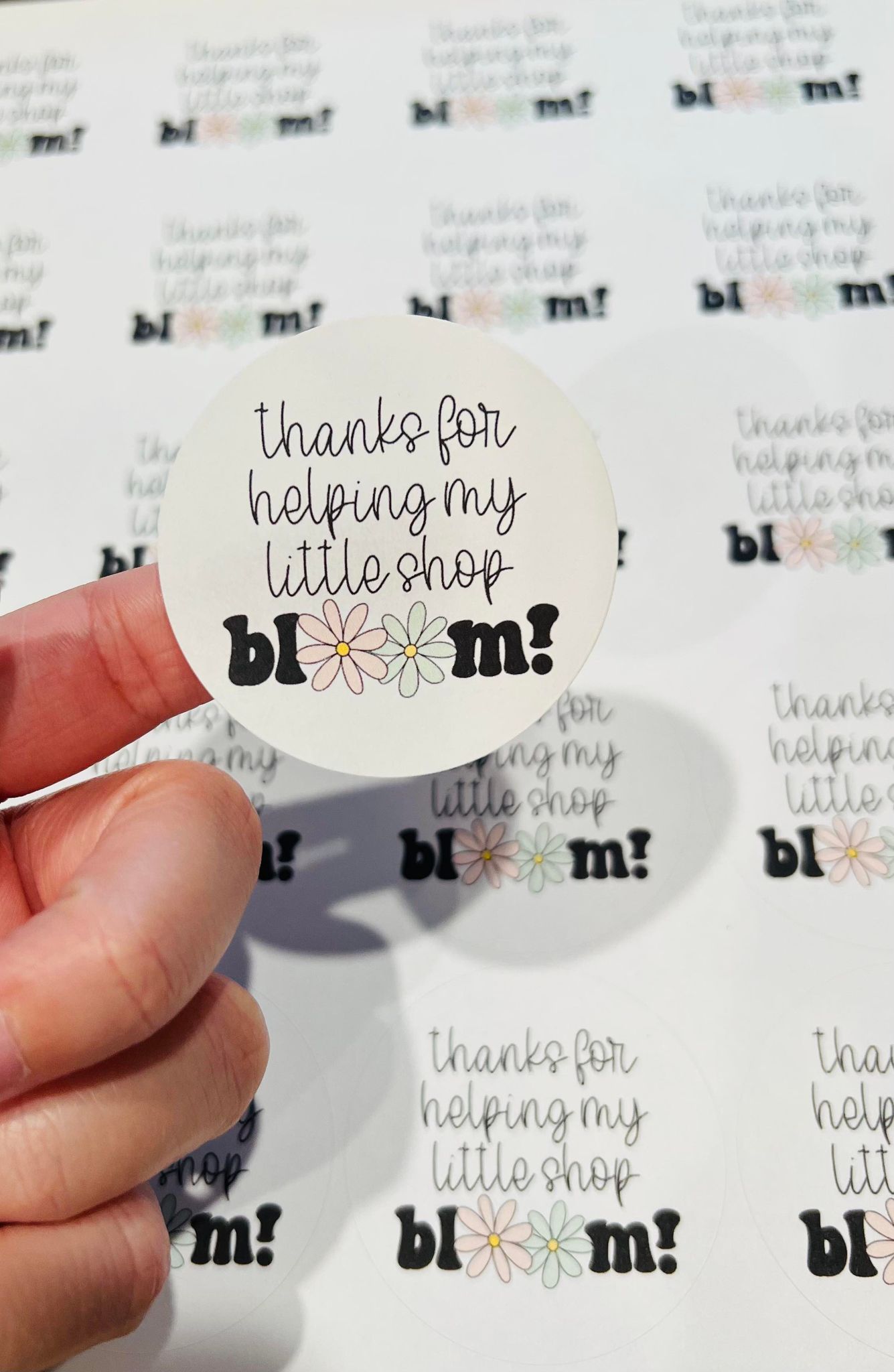 #87 thanks for helping my little shop bloom 2 inch stickers
