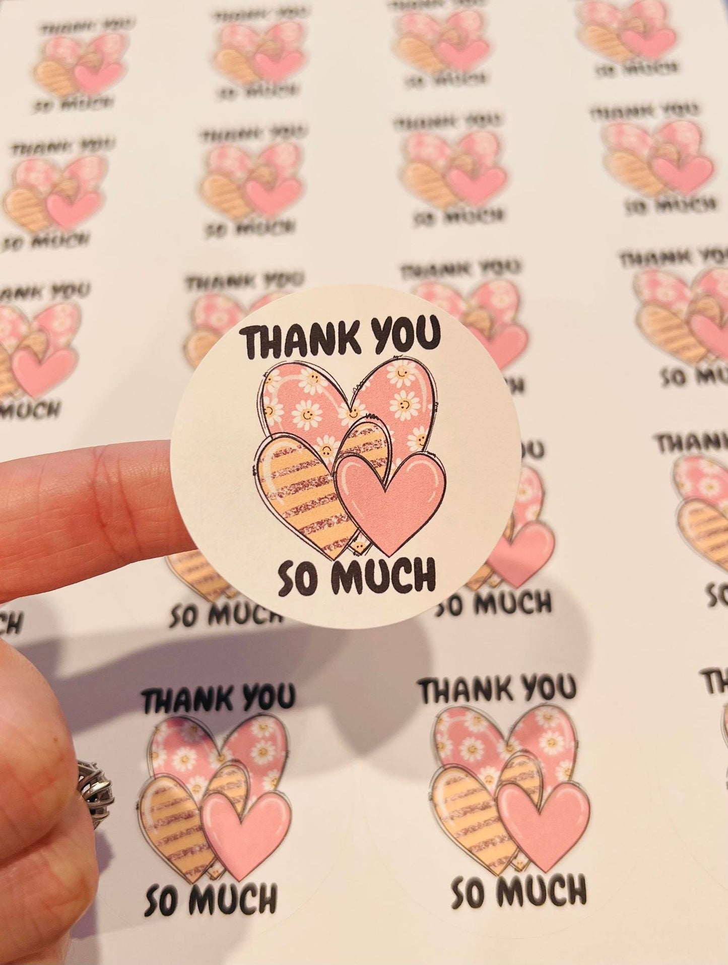 #99 hearts thank you so much 2 inch circles