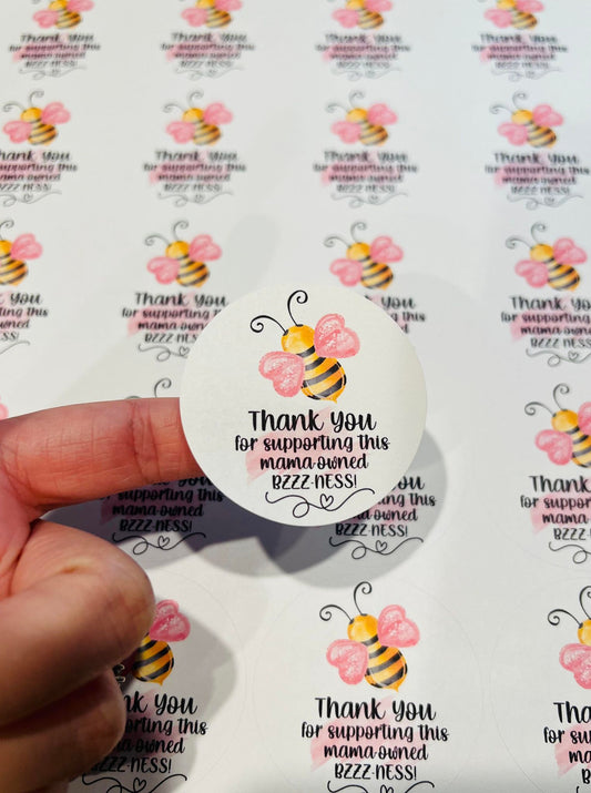 #110 thank you bzzz-ness 2 inch circle