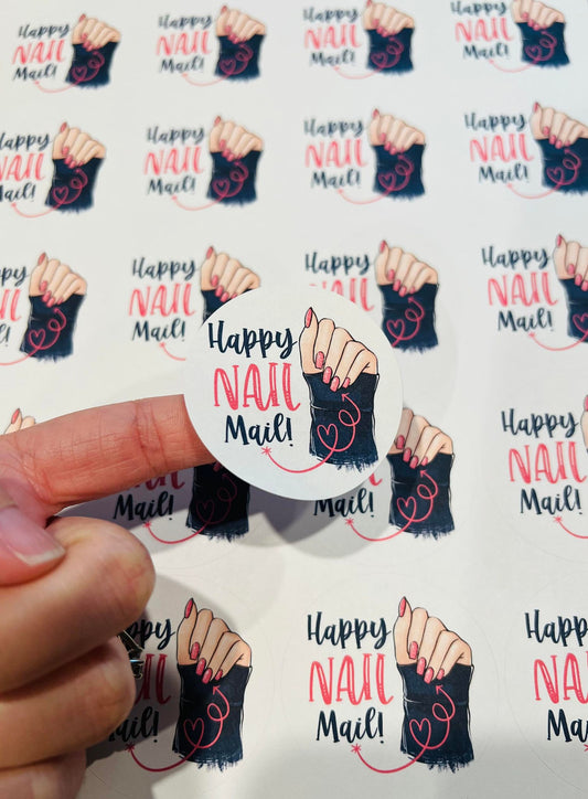 #111 happy nail mail pink 2 inch circles