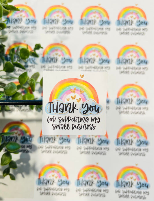 #172 Rainbow Thank you for supporting my small business 2x2 stickers