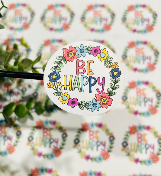 #414 Be Happy Flower 2 inch circles