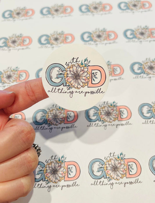 #96 with god all things are possible 2 inch circles